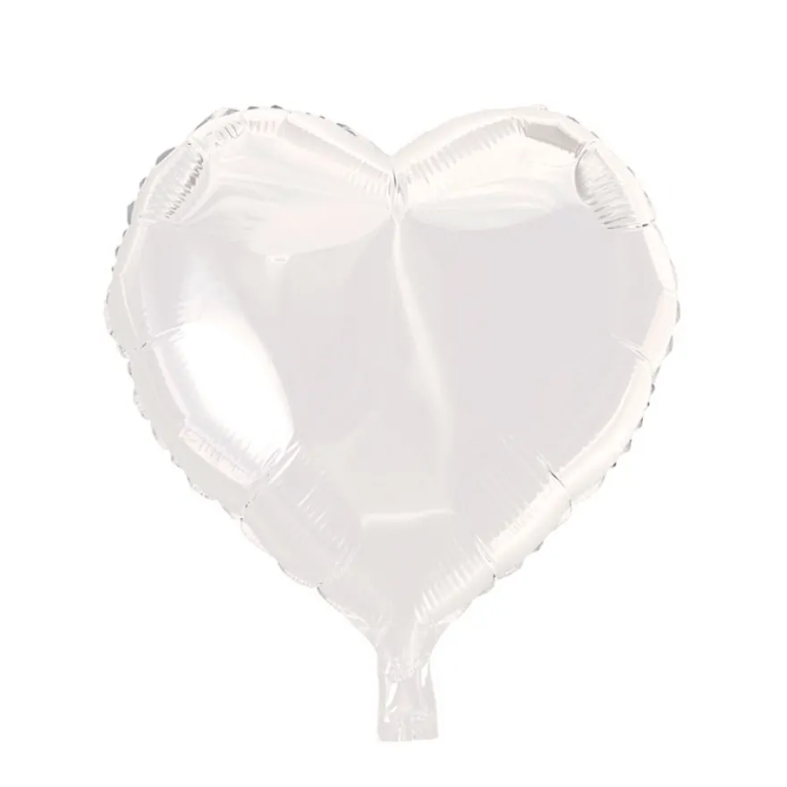 Hjerte Folieballon Hvid 46 cm.